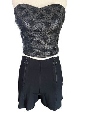 BlueSteel Black Double Zipper High Rise Shorts